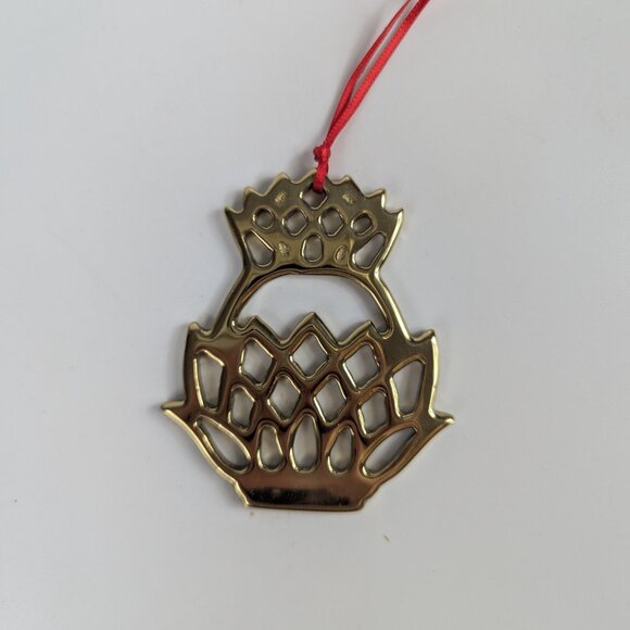 Virginia Metalcrafters Newport Pineapple Ornament Vtg 1989 In Original Box Gold - Picture 2 of 4